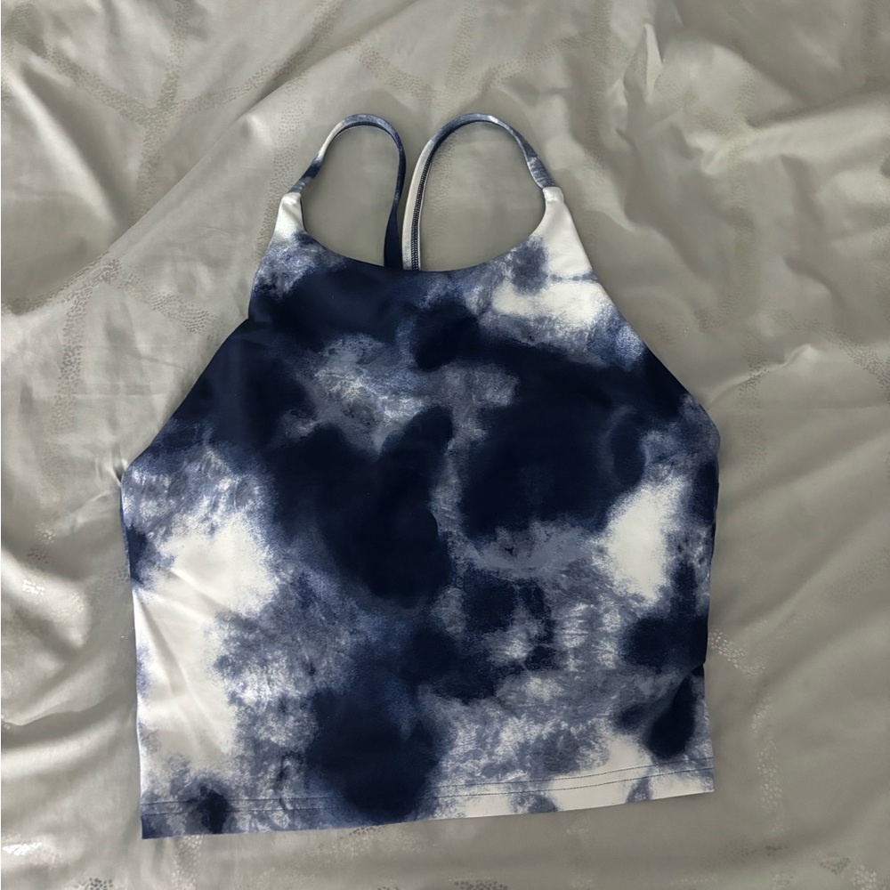 Old Navy Active blue and white tank with built in bra with removable padding